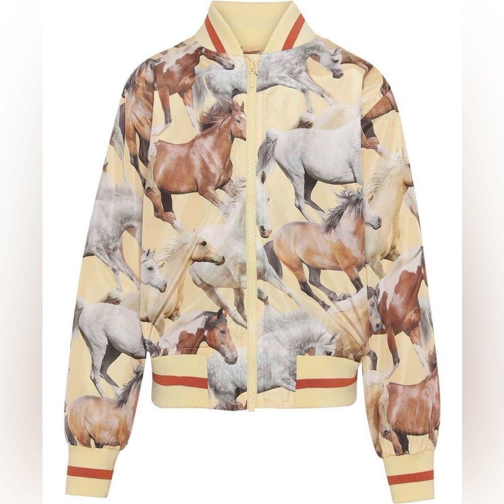 Molo Haliva Horse Dreams Print Bomber Jacket Sz 122 7Y